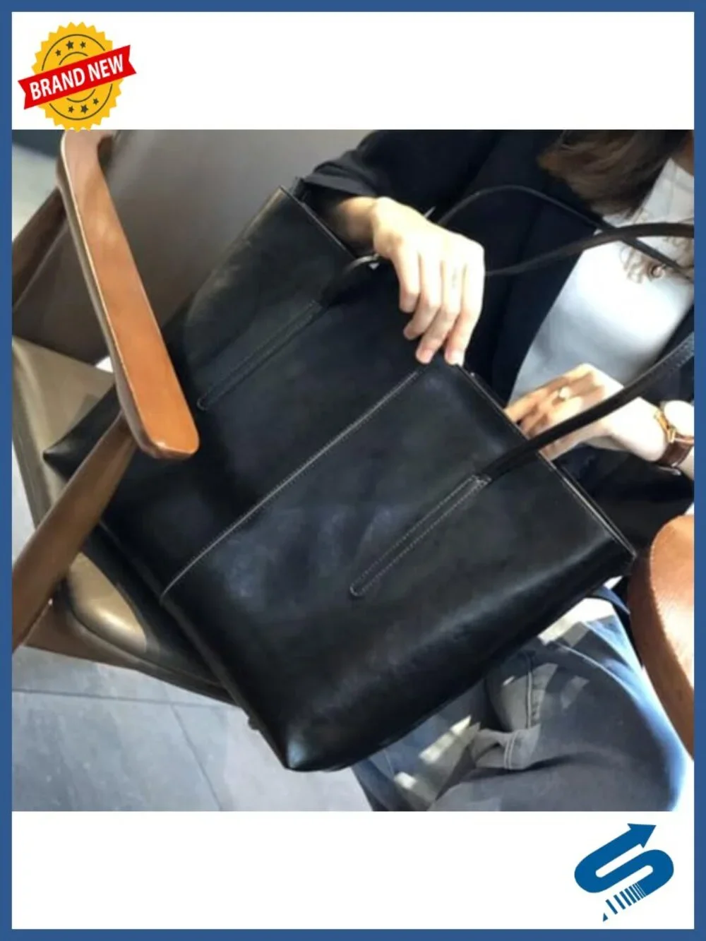 Vintage Genuine Leather Zipper Tote Bag for Women Cowhide Large Work Handbag